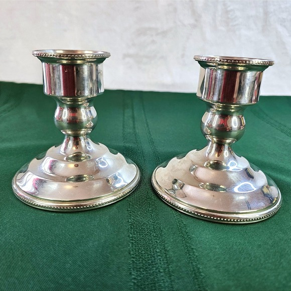 Salisbury Pewter Candlestick Holders Pair Handcrafted USA Home Decor Accent - Picture 1 of 10